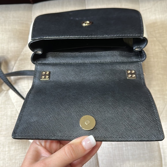 Kate Spade Cameron Street Glitter Small Byrdie in Black & White Crossbody - Picture 7 of 10